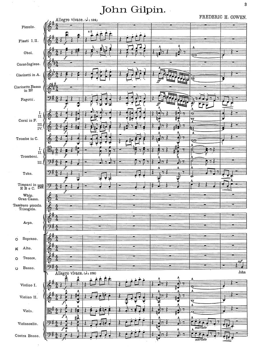 Cowen, Frederic | John Gilpin, ballad for chorus and orchestra