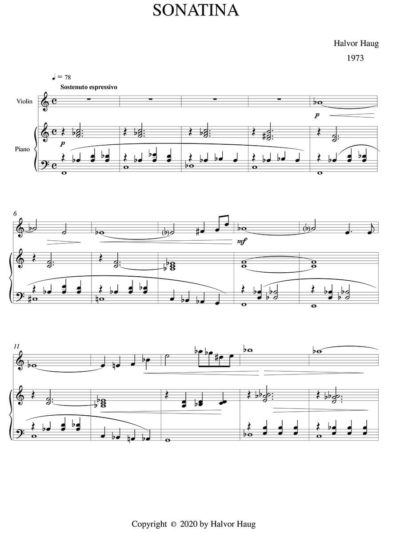 Haug, Halvor: Sonatina for Violin and Piano