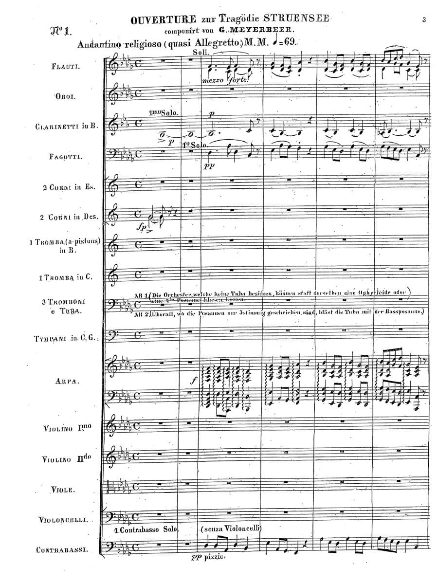 Meyerbeer Giacomo Struensee Incidental Music Full Score
