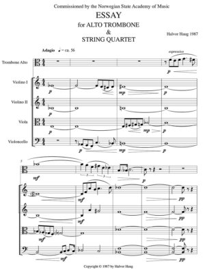 Haug - Essay for Trombone and Quartet