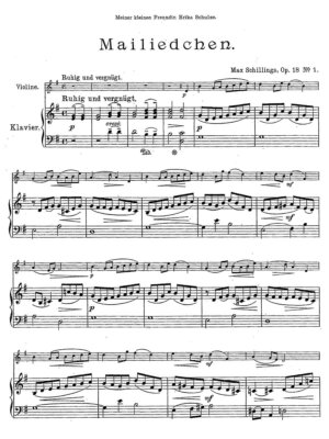 Schillings -  3 small pieces for violin and piano Op. 1