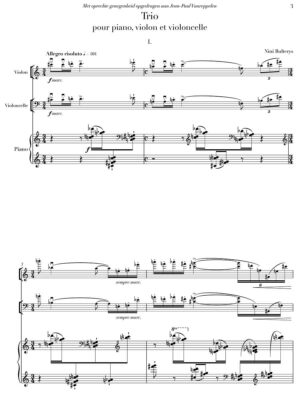 Bulterys - Trio pour piano, violon et violoncelle