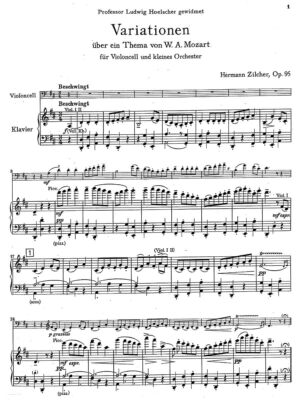 Zilcher - Variations on a Theme of Mozart for Cello and Orchestra, Op.95 (Piano reduction & part)