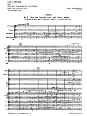 Wagner-Régeny - Der Günstling oder Die letzten Tage des Grossen Herrn Fabiano (full opera score)